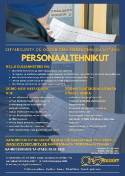 CitySecurity otsib oma tiimi personaaltehnikut